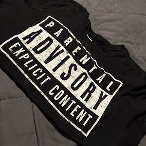 Torrid Black short sleeve T-shirt, “parental advisory explicit content”